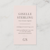 Vastgoedmakelaar Blush Pink Monogram Minimalist Visitekaartje (Achterkant)
