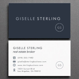 Vastgoedmakelaar Luxe Navy Blue Modern Elegant Visitekaartje