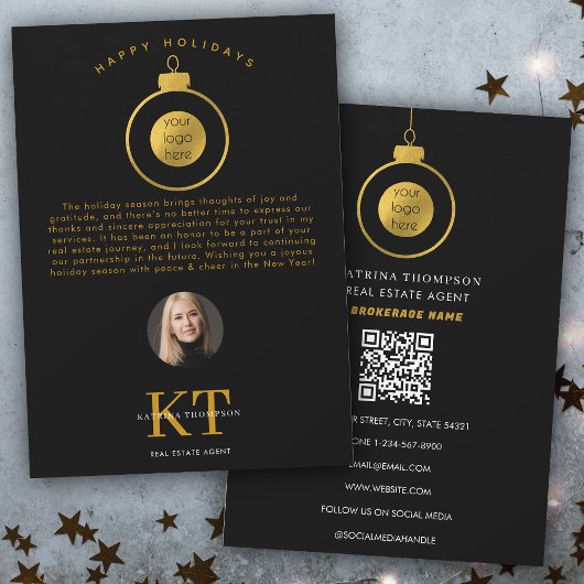 Vastgoedmakelaar makelaar Logo Christmas Feestdage Bedankkaart