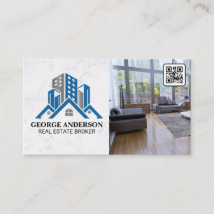 vastgoedmakelaar woonkamer QR-barcode Visitekaartje