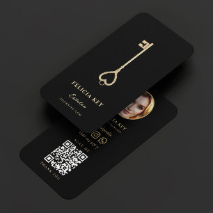 Vastgoedmanager Elegant Black Gold Key Visitekaartje
