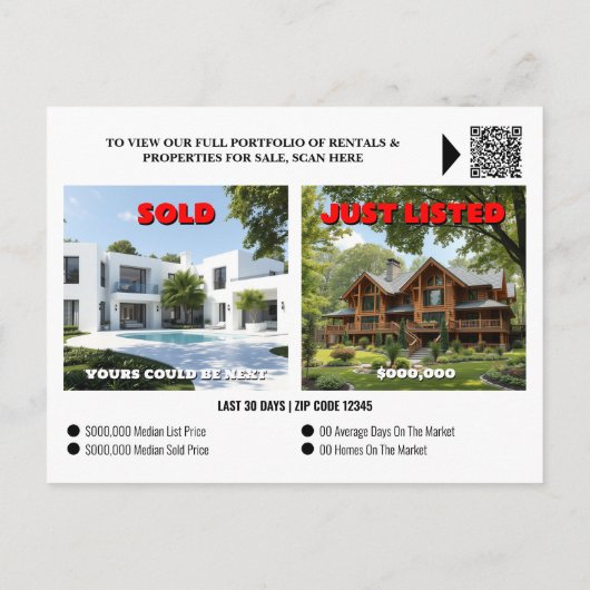 Vastgoedmarkt leidt tot het genereren van marktupd briefkaart (Achterkant)