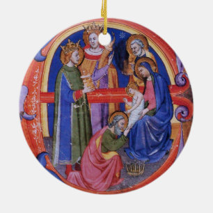 VASTSTELLING VAN HET MAGI CHRISTMAS NATIVITY PARCH KERAMISCH ORNAMENT