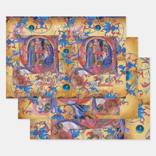 VASTSTELLING VAN HET PARCHMENT MAGI FLORAL CHRISTM INPAKPAPIER VEL (Set)