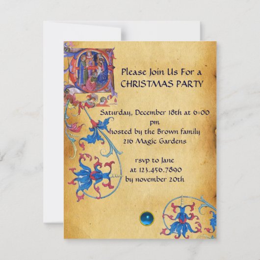 VASTSTELLING VAN HET PARCHMENT MAGI FLORAL CHRISTM KAART (Achterkant)