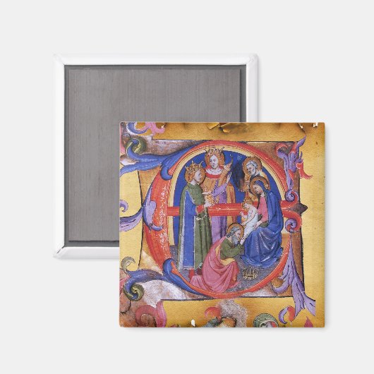 VASTSTELLING VAN HET PARCHMENT MAGI NATIVITEIT CHR MAGNEET (Voorkant / Achterkant)