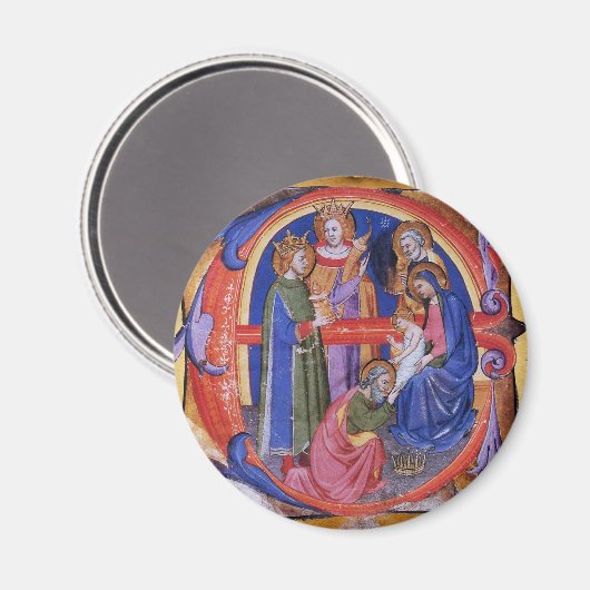 VASTSTELLING VAN HET PARCHMENT MAGI NATIVITEIT CHR MAGNEET (Voorkant / Achterkant)