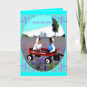Vastzitten als lijm feestdagen kaart