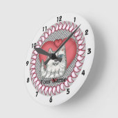 Vat Cat Heart-klok Ronde Klok (Hoek)