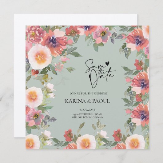 Vat sparen de DatumKaart Save The Date (Voorkant / Achterkant)