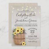 Vat van Zonnebloemen Rustiek Hout en Lichten Kaart (Voorkant / Achterkant)