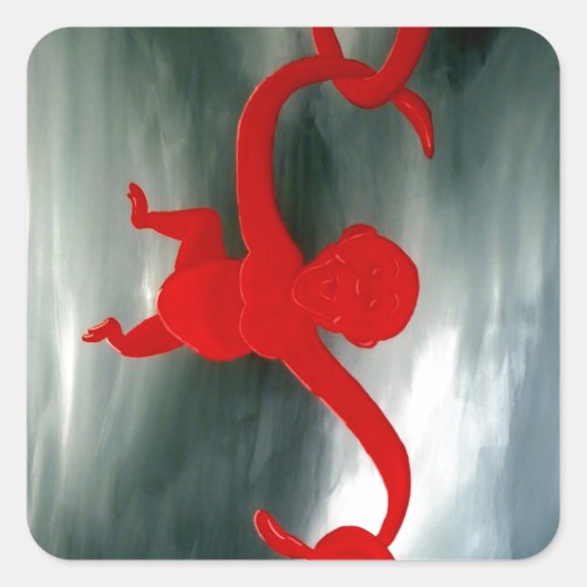 Vat Vol Apen Plezier Vierkante Sticker (Voorkant)