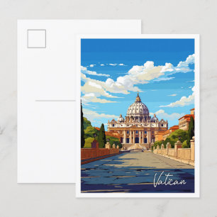 Vaticaan Italië Kunst Vintage Reizen Illustratie Briefkaart