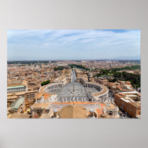 Vaticaan, Italië: Sint-Peter's uitzicht op het ple Poster