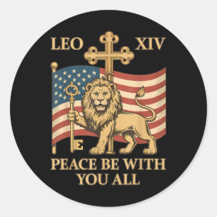 Vaticaan Paus Leo XIV - Vrede zij met jullie allen Ronde Sticker