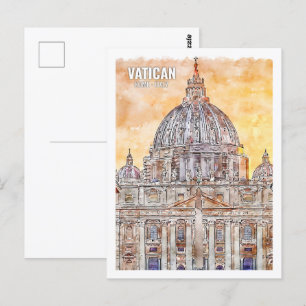 Vaticaan Rome Italië Beroemde Reisplaats Waterverf Briefkaart