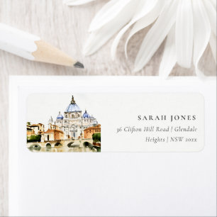 Vaticaan Rome Italië Waterverf Landschap Adres Etiket