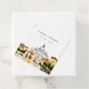 Vaticaan Rome Waterverf Landschap Weddenschap Bedankjes Labels