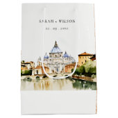 Vaticaan Rome Waterverf Landschap Weddenschap Medium Cadeauzakje (Achterkant)