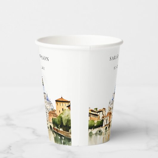 Vaticaan Rome Waterverf Landschap Weddenschap Papieren Bekers (Rechts)