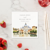 Vaticaan Rome Waterverf Landschap Weddenschap Servet (Insitu)