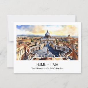 Vaticaan vanaf St Peters waterverf toeristische be Briefkaart