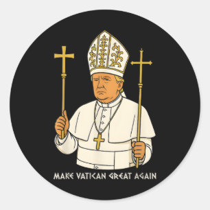 Vaticaan weer groot grappig Paus Trump Retro Ch Ronde Sticker