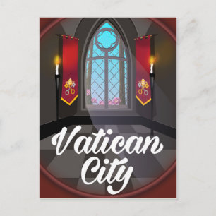Vaticaanstad cartoon-reisposter briefkaart