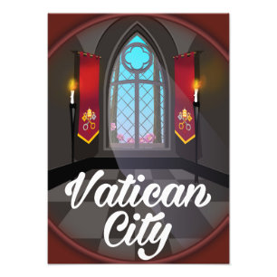 Vaticaanstad cartoon-reisposter foto afdruk