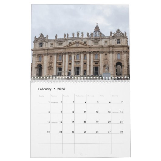 Vaticaanstad en Rome 2026 kalender (Feb 2026)