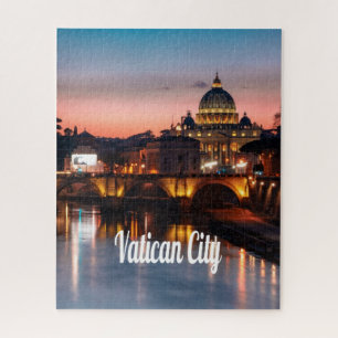 Vaticaanstad in de nacht rooms-katholieke kerk legpuzzel