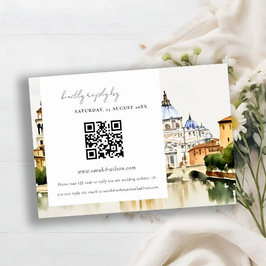 Vaticaanstad Rome Landschap QR Code RSVP Informatiekaartje