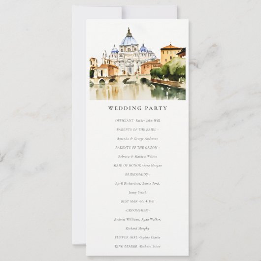 Vatican Rome Italie Programme de mariage paysager (Dos)