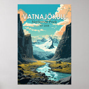 Vatnajokull Nationaal Park IJsland Reis Vintage Poster