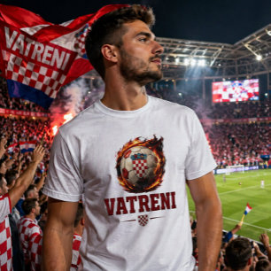 Vatreni Kroatië Voetbal Vuur Fan Design T-shirt
