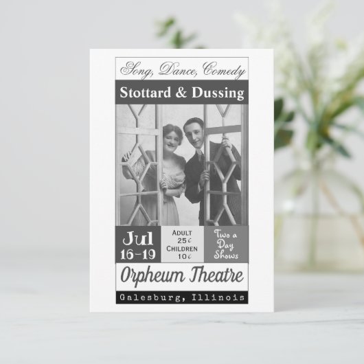 Vaudeville Show, Stottard & Dussing Bedankkaart (Staand voorkant)