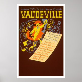 Vaudeville Vintage Poster - 9 Big Acts