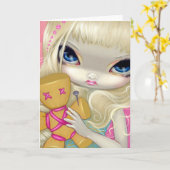 "Vaudou dans" la carte de voeux rose (Fleur jaune)