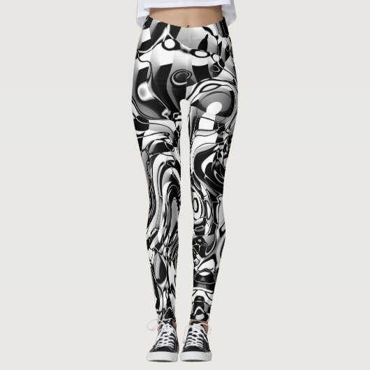 Vave Abstrait 270321 - 02 Leggings noir et blanc (Devant)