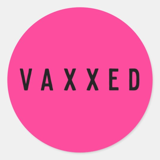 Vaxel | Covid-19 gevaccineerd vun neonroze Ronde Sticker (Voorkant)