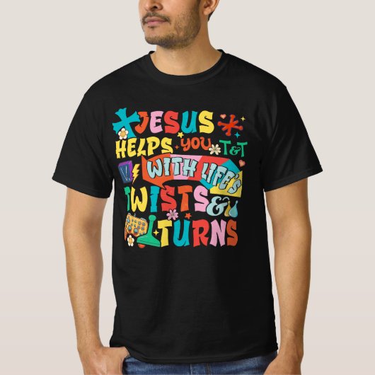 VBS draai en draai 2023 na Jezus verandert de T-shirt (Voorkant)