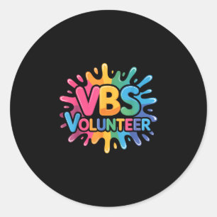Vbs vrijwilliger tie dye kleurrijke vakantie bijbe ronde sticker