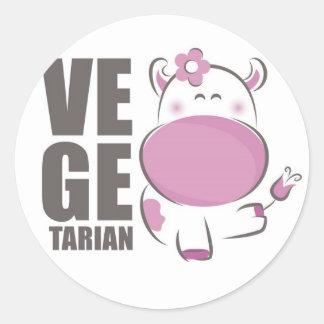 Ve Ge Tarian (roze Koe) Ronde Sticker