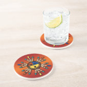 Veathered Katsina Sun Face Zandsteen Onderzetter (Zijkant)