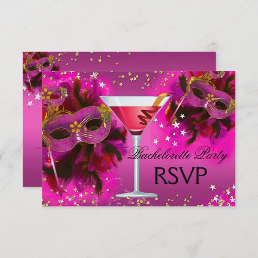 Veathermaskerade Bachelorette RSVP Kaart (Voorkant / Achterkant)