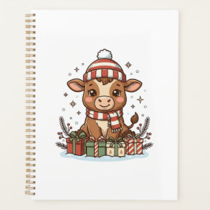 Veau de Noël mignon avec cadeaux Vintage Vector_1