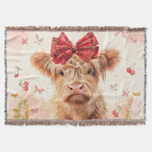 Veau de vache des Highlands avec couverture à jet (Devant)