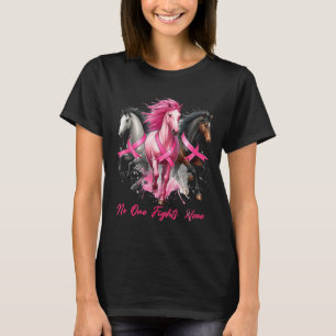 Vecht Alleen Borstkanker Bewustzijn Paard Liefde T-shirt
