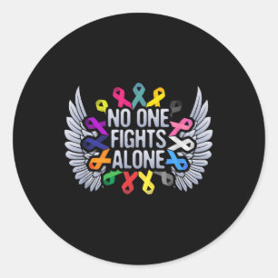 Vecht alleen meerkleurig lint voor kanker Awarenes Ronde Sticker