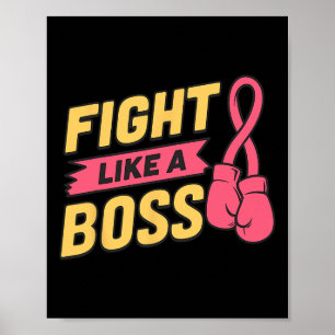 Vecht als een baas roze lint boksen borstkanker poster